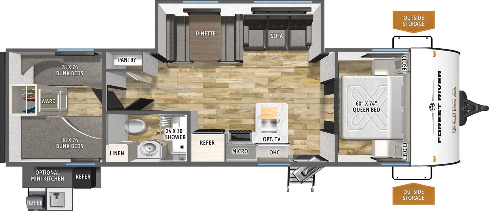 2026 Forest River Puma Camping Edition 304BHCE floorplan